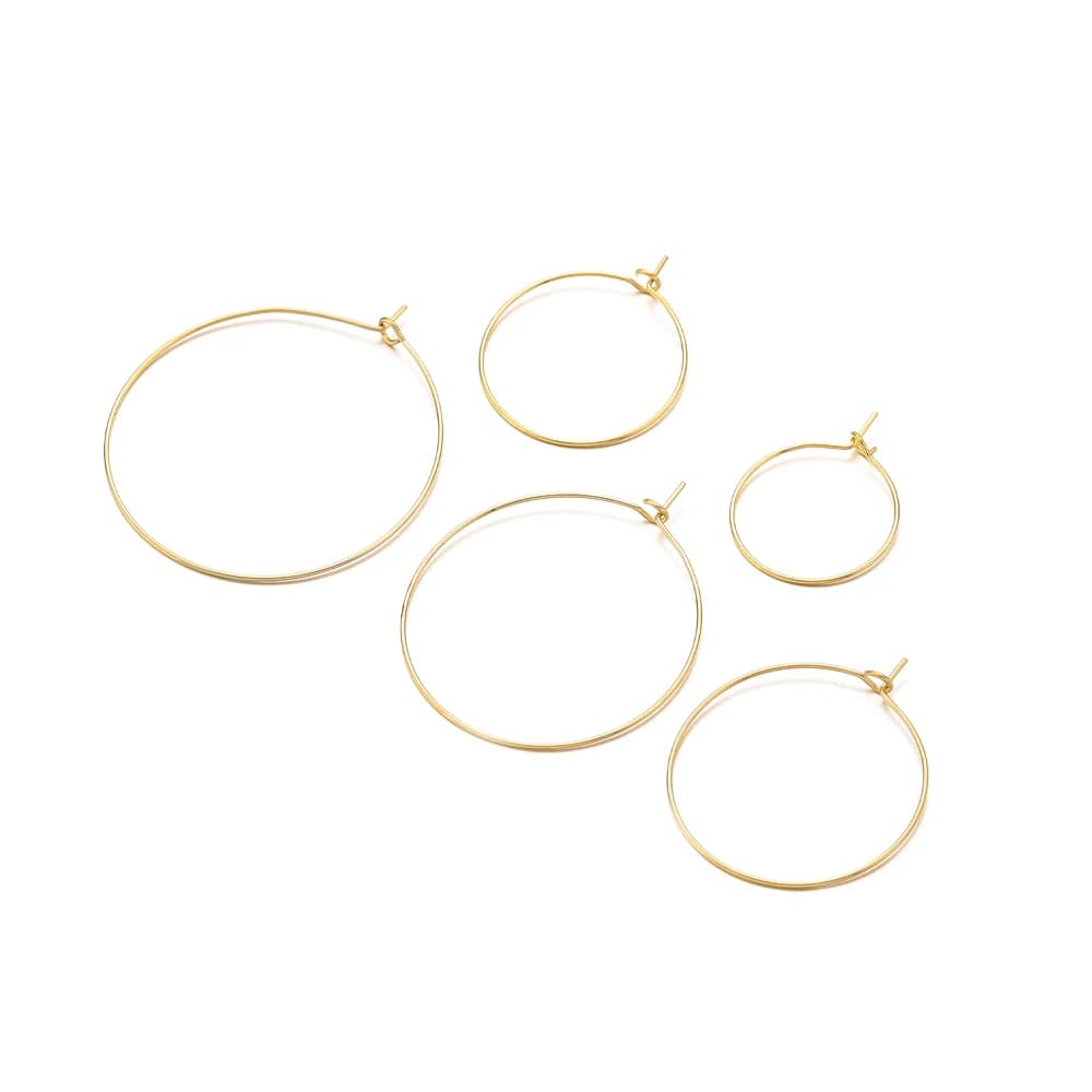 20Pcs/lot Gold Color Stainless Steel 20-40mm Large Earring Wire Hoop for Delicate Jewelry Weddings Gifts Wholesale