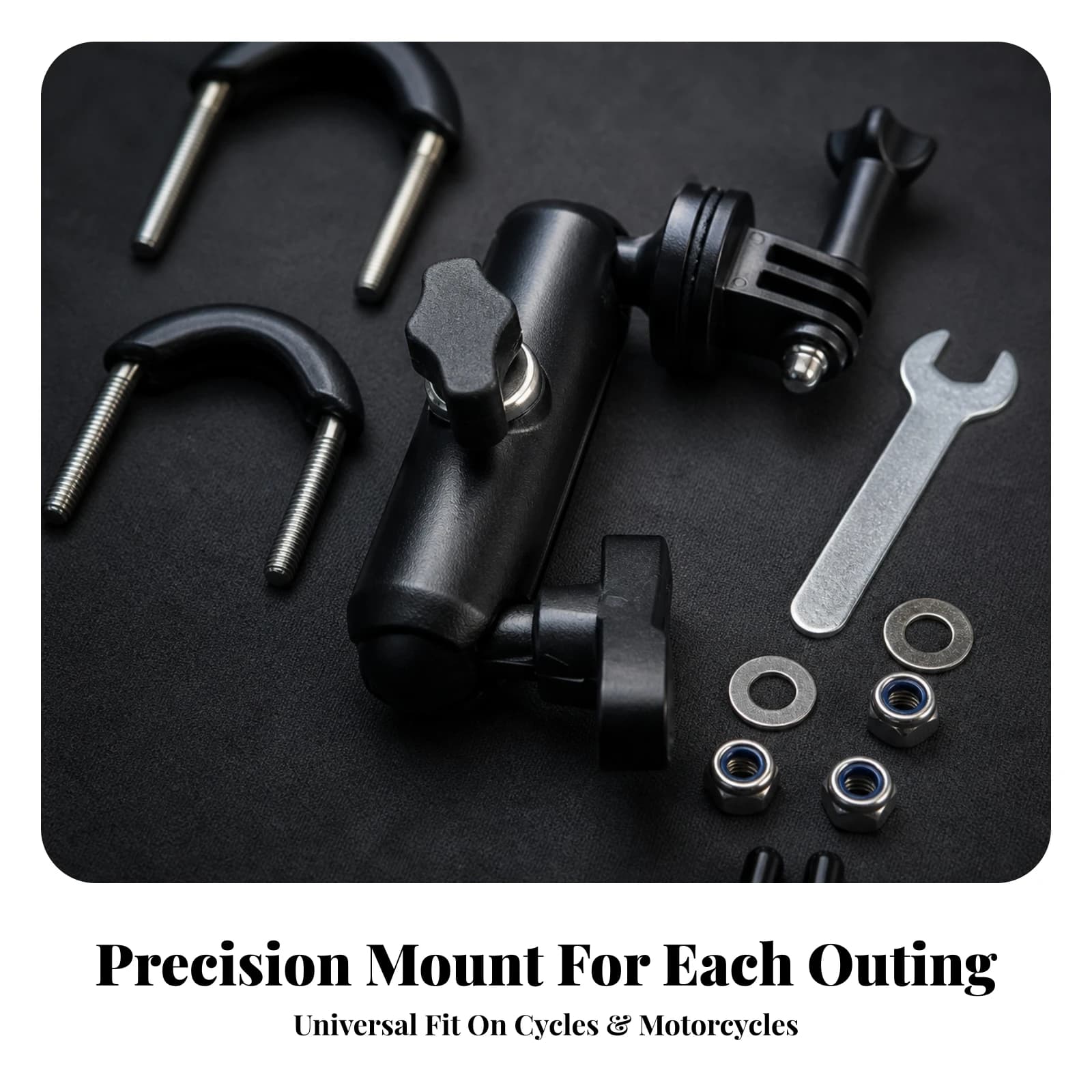 Camera Mount with Articulated Arm Stable Action Camera Mount Sturdy Compact for Riders, Bike