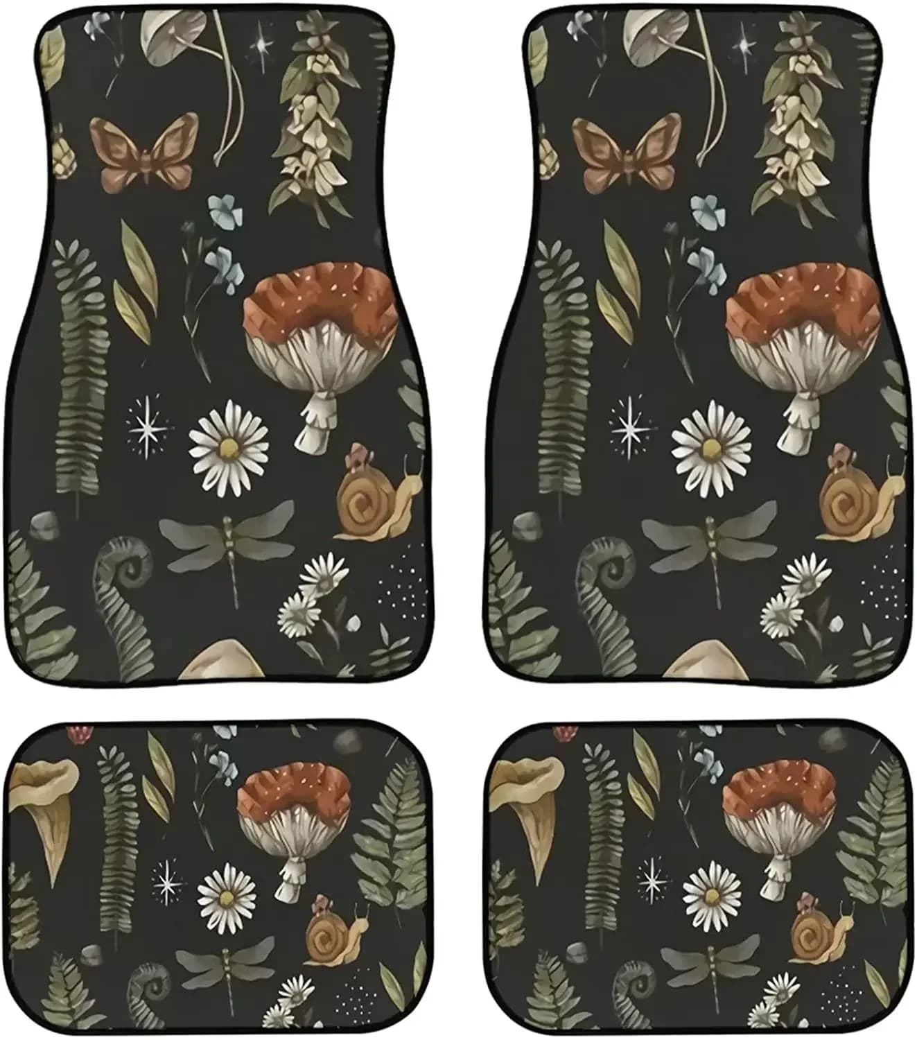 Tappetini per auto a fungo Set completo Donna Uomo Protezione decorativa per auto antiscivolo Universale 4 pezzi