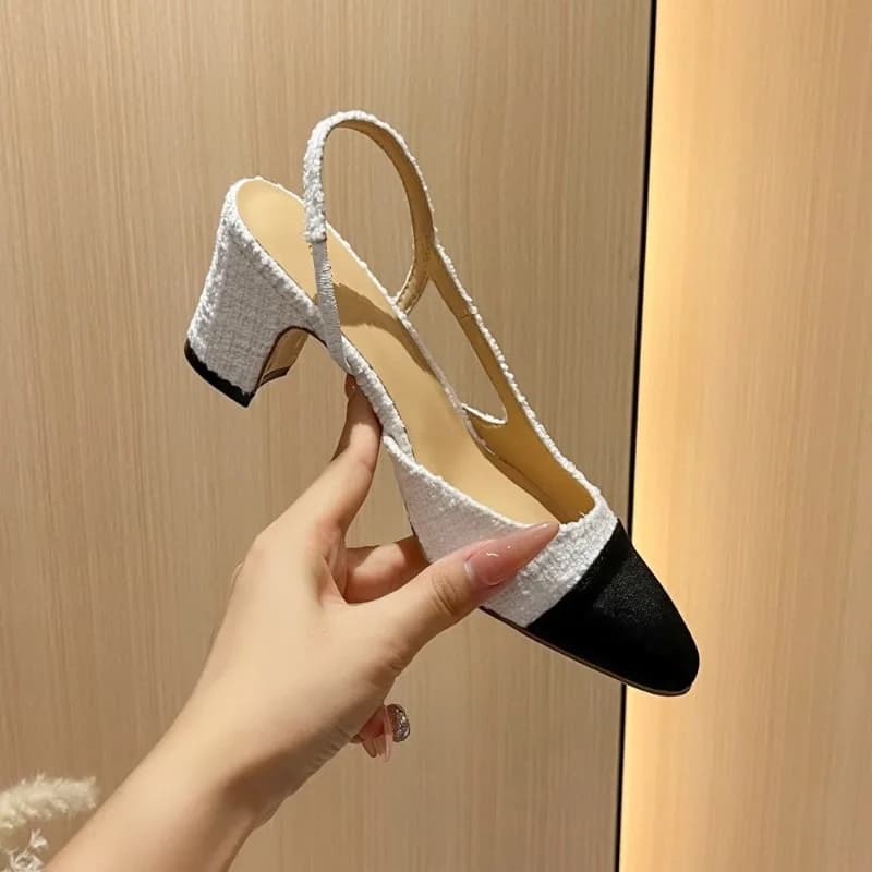 Nuove Scarpe da Donna Eleganti Sandali Francesi con Tacco Alto per Donna Scarpe Casual con Punta Rotonda Raffinata Scarpe Firmate Sandalias De Mujer