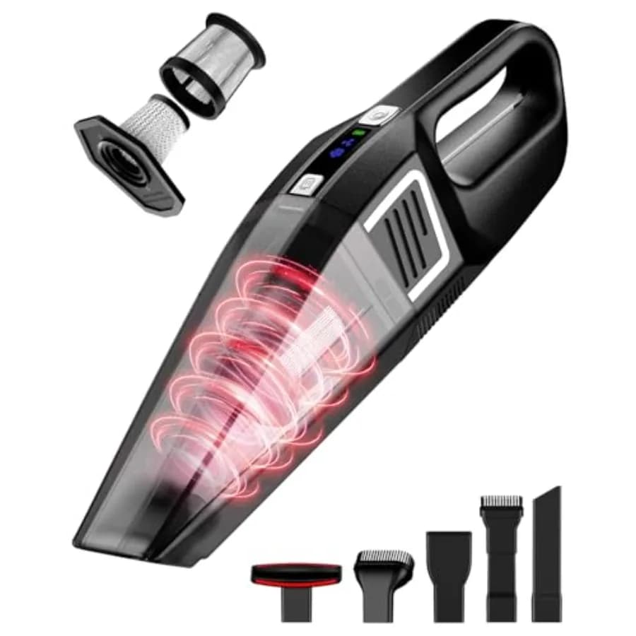 Aspirapolvere portatile senza fili, aspirazione potente da 9000PA, 2 modalità di aspirazione, ricarica rapida tramite Type-C, leggero, aspirapolvere portatile per auto