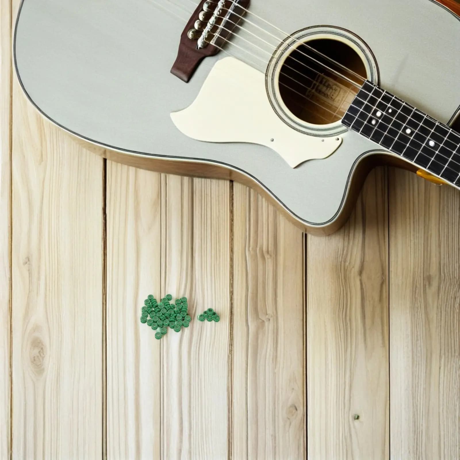 50 Pezzi Perline Metalliche per Corde di Chitarra Acustica, Componenti per Cordiera, Finitura Liscia, Parti di Ricambio per Ukulele Classico