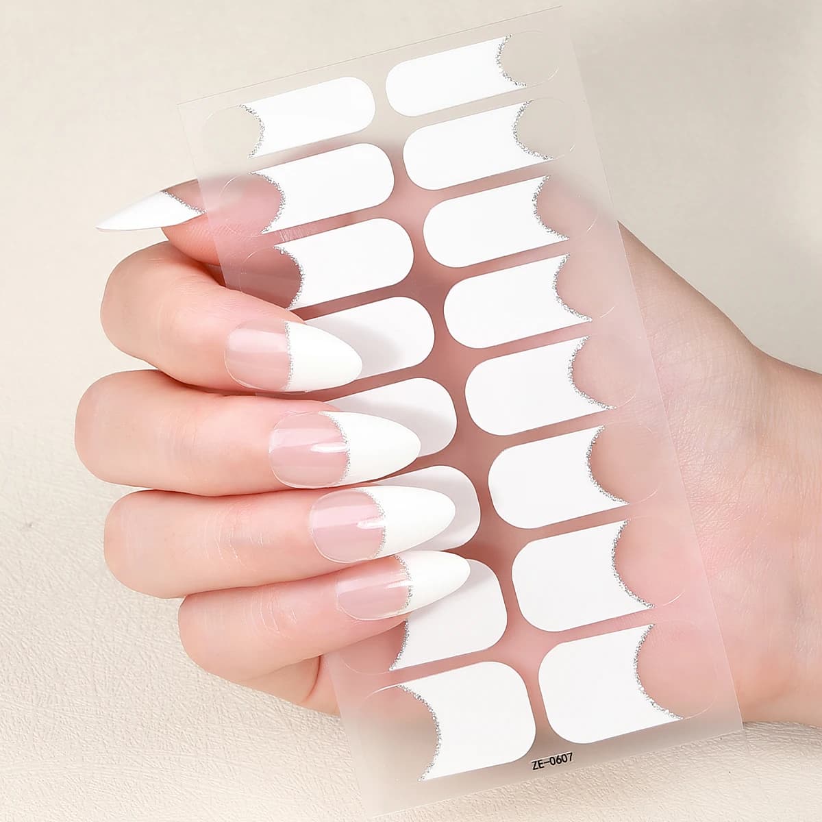 16 punte adesivi per unghie a copertura totale francese bianco rosa adesivi autoadesivi per nail art strisce di smalto per unghie fai da te decorazione per manicure