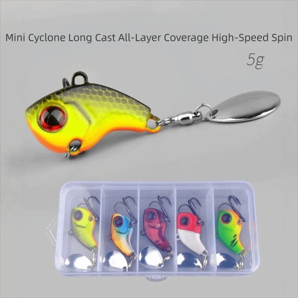 5Pcs/Box Soft Bait Fishing Lure Set Hard Metal Spinner Artificial Fishing Bait Jig Spoon Rotating VIB Lure