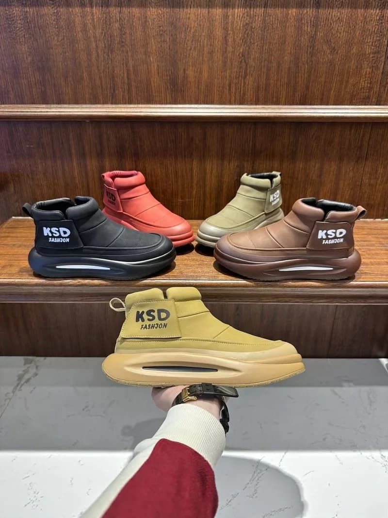 Men's Winter Snow Boots Thickened Fleece Lined Fur Integrated Outdoor Cold Resistant Warmth Northeast Big Cotton Shoes