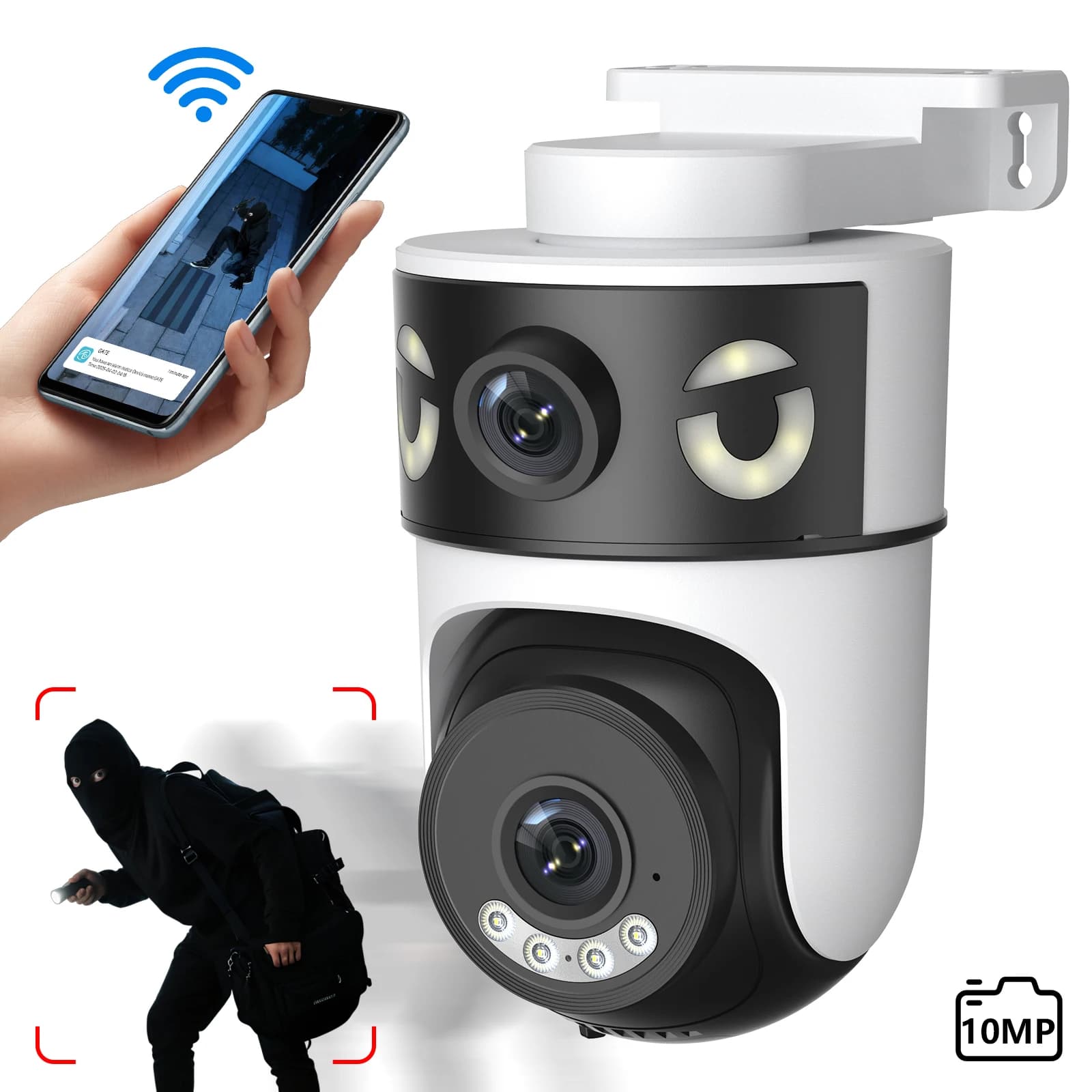 Telecamera IP PTZ da 10 MP con doppio obiettivo 8MP 5K Sistema di sorveglianza CCTV WIFI 5G esterno Monitoraggio AI Protezione di sicurezza a doppio schermo