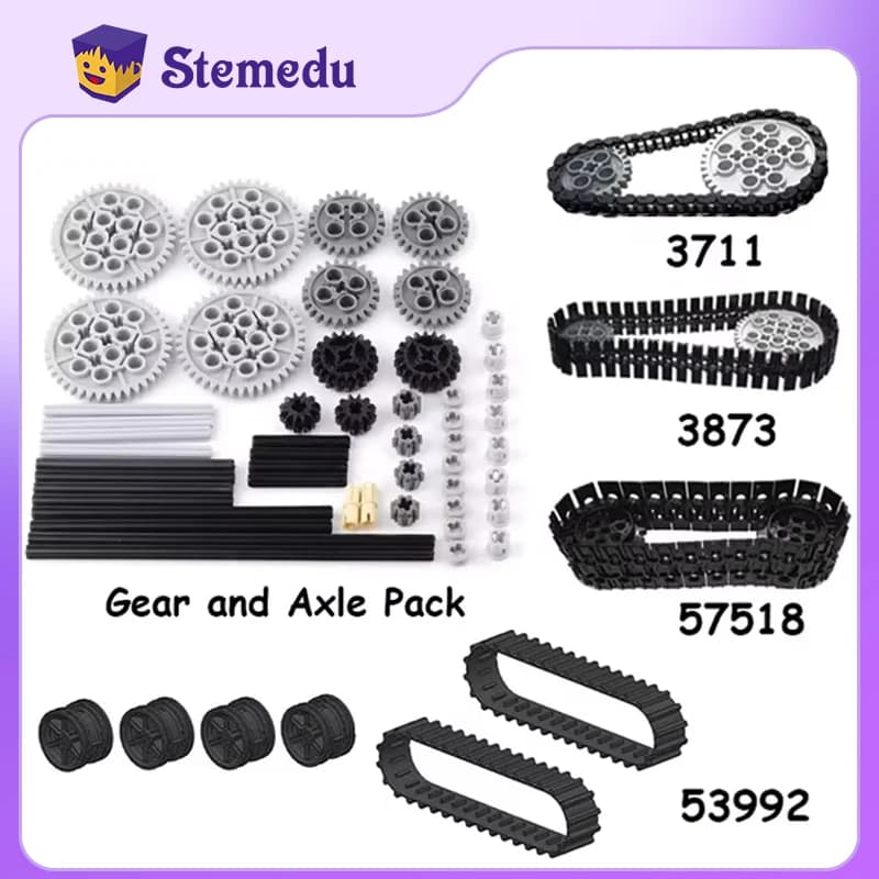 Giocattoli fai da te MOC Technical Tracks Wheels Pack Gears and Axle Set Tank Chain Crawler per Legoeds 3711 3873 57518 88323 15379