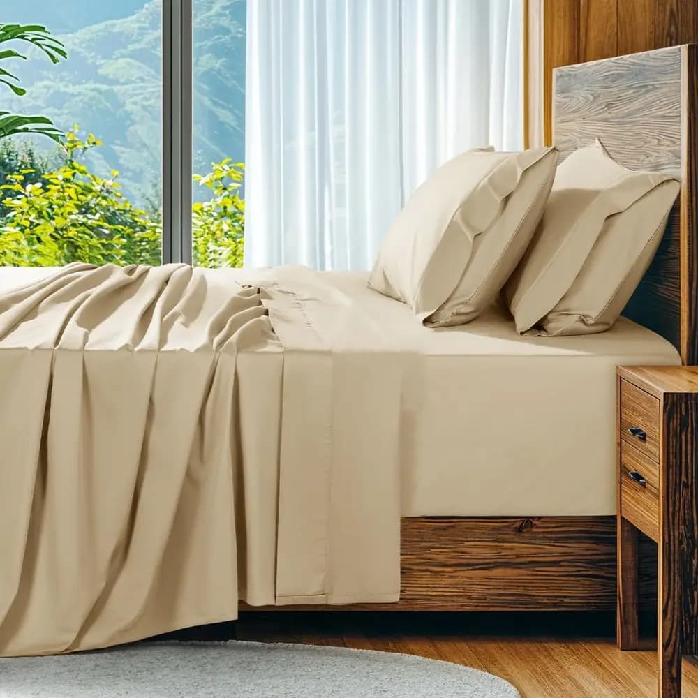 100% Egyptian Cotton Sheet Set, Extra Depth Up to 18"-24", 1000 High Density, Soft and Breathable, Hotel Quality 5 Stars