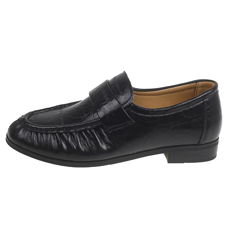 Fashion Round Toe Pleated Women Pumps Outdoor Casual Low Heel Shoes Solid Color Breathable Ladies Shoes Pull on Slip-on Loafers