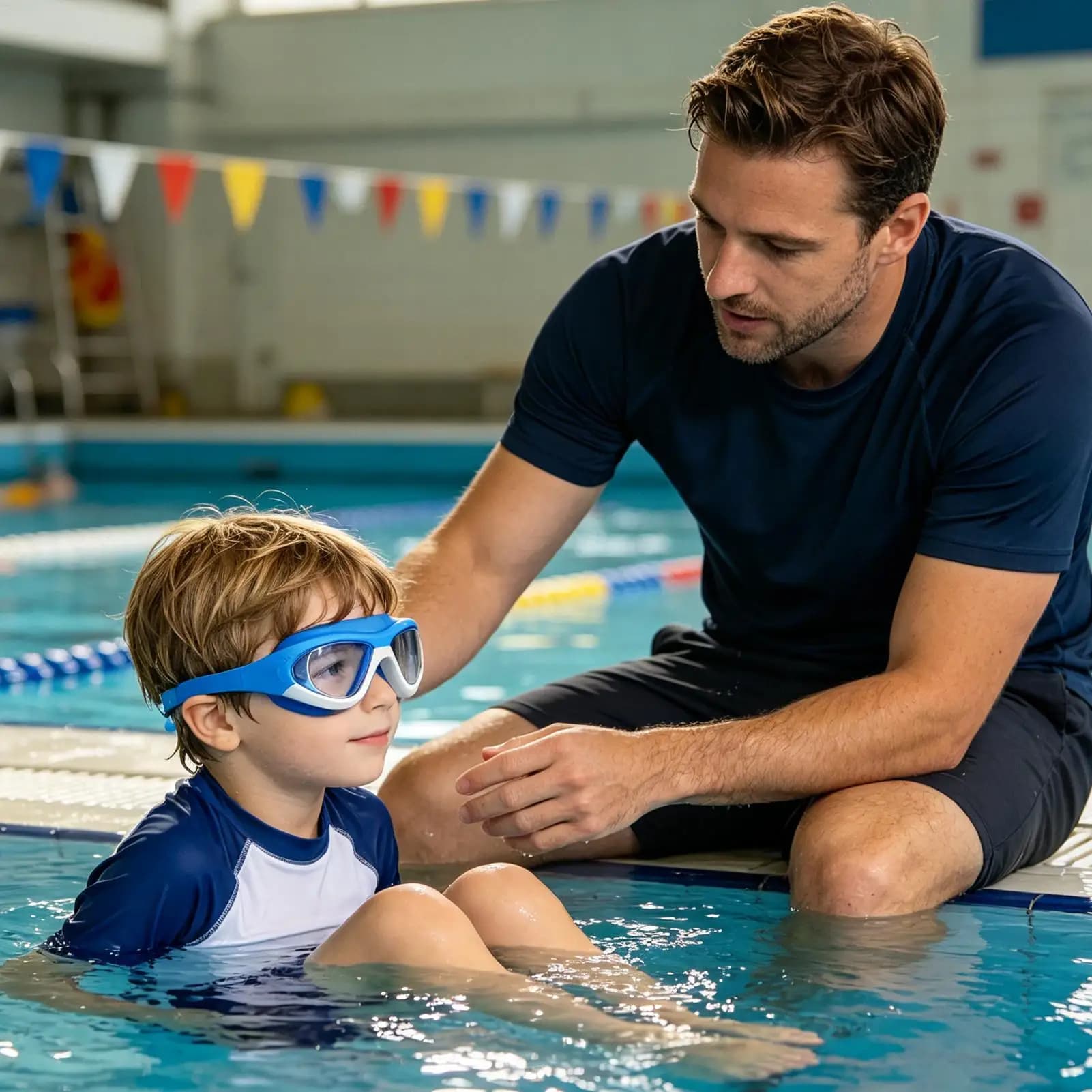 Occhialini da nuoto per bambini, antiappannamento, per ragazzi e ragazze, principianti, per vacanze al mare, piscina in giardino
