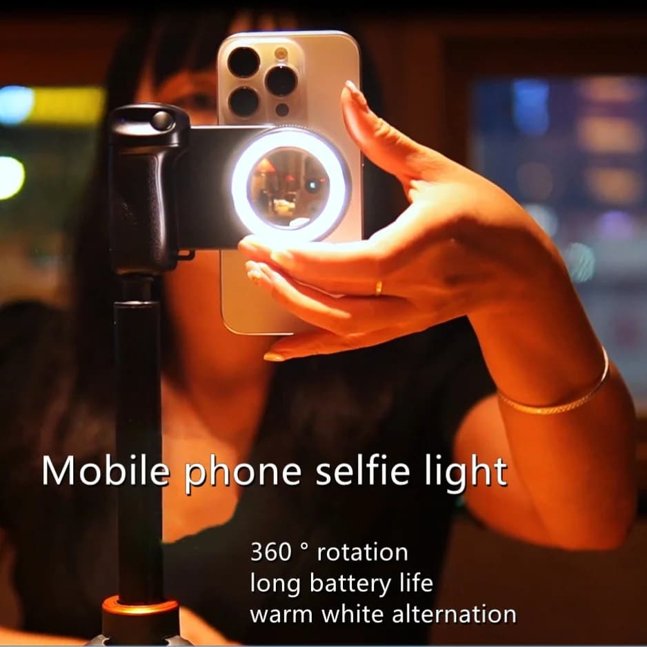 Impugnatura per Smartphone MagSafe 2026 con Otturatore, Maniglia Selfie BT, Stabilizzatore Fotografico e Luce di Riempimento