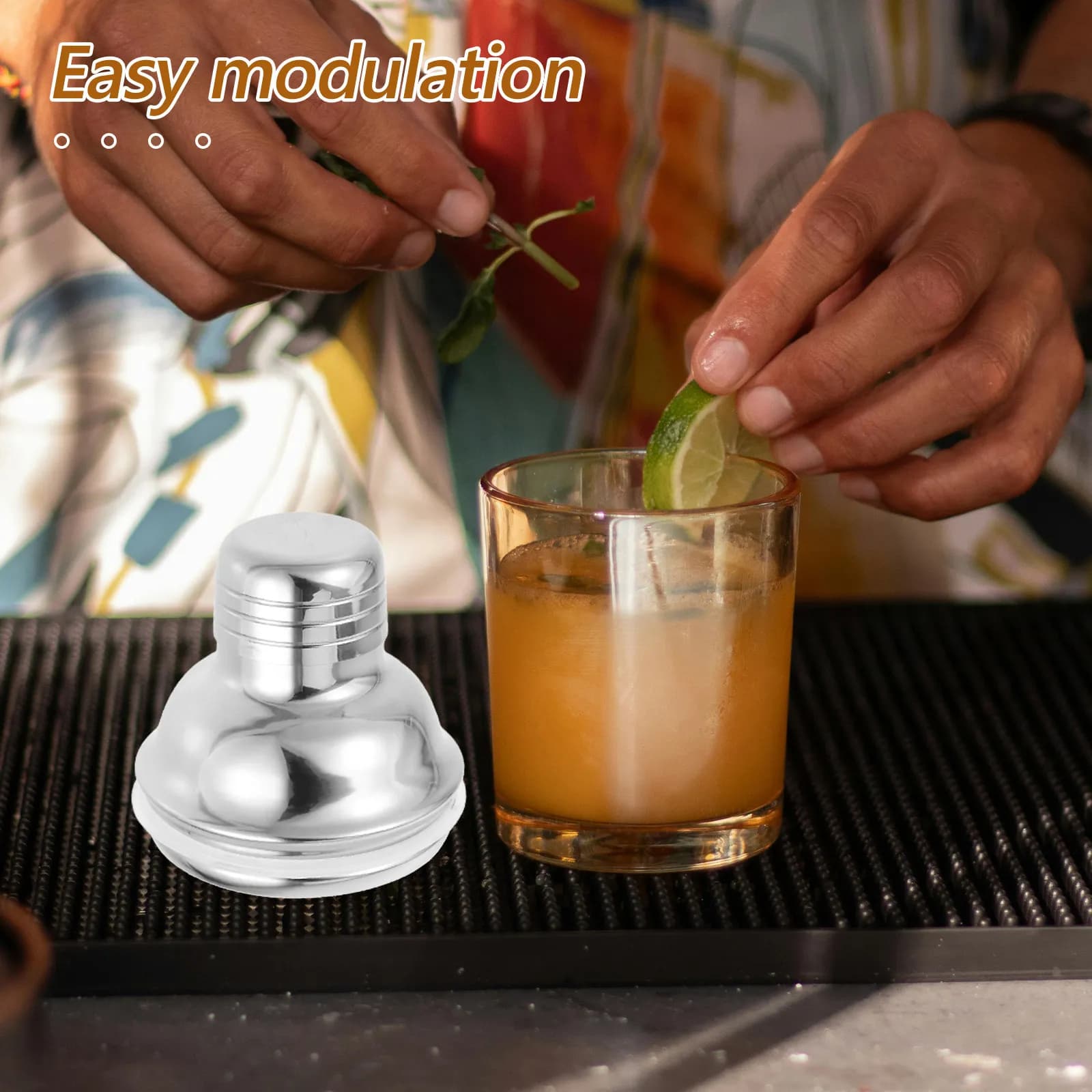 Coperchio Shaker in Acciaio Inossidabile da 2,9 Pollici con Elegante Finitura in Vetro Intrecciato, Tappo Sigillante per Cocktail Mixer, Accessori per Barman, Utensili da Bar