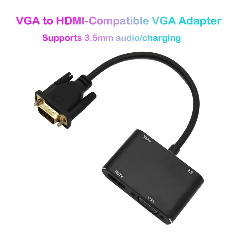 Splitter VGA a HDMI compatibile VGA 3,5 mm 1080P Uscita 1 in 2 per computer desktop laptop computer monitor proiettori
