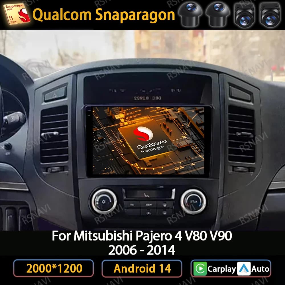 Android 14 Car Radio For Mitsubishi Pajero 4 V80 V90 2006 - 2014 Carplay Auto GPS Multimedia Video Player 4G WIFI Head Unit QLED