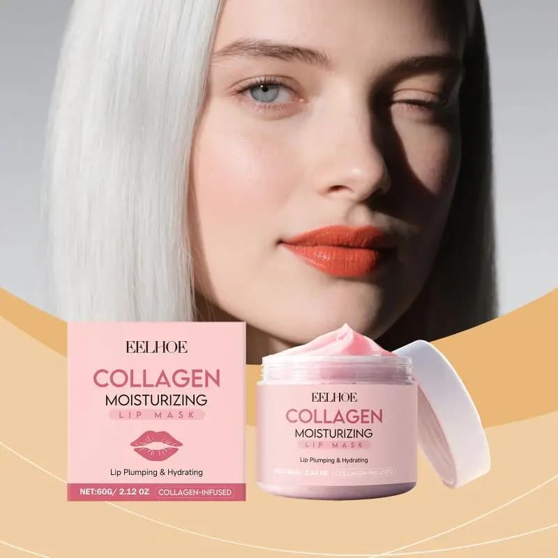 Maschera Labbra al Collagene per Riparazione Notturna, Trattamento Idratante e Nutriente per Labbra Secche e Screpolate, Essenziale per la Cura delle Labbra Femminili, Attenua le Rughe Labiali