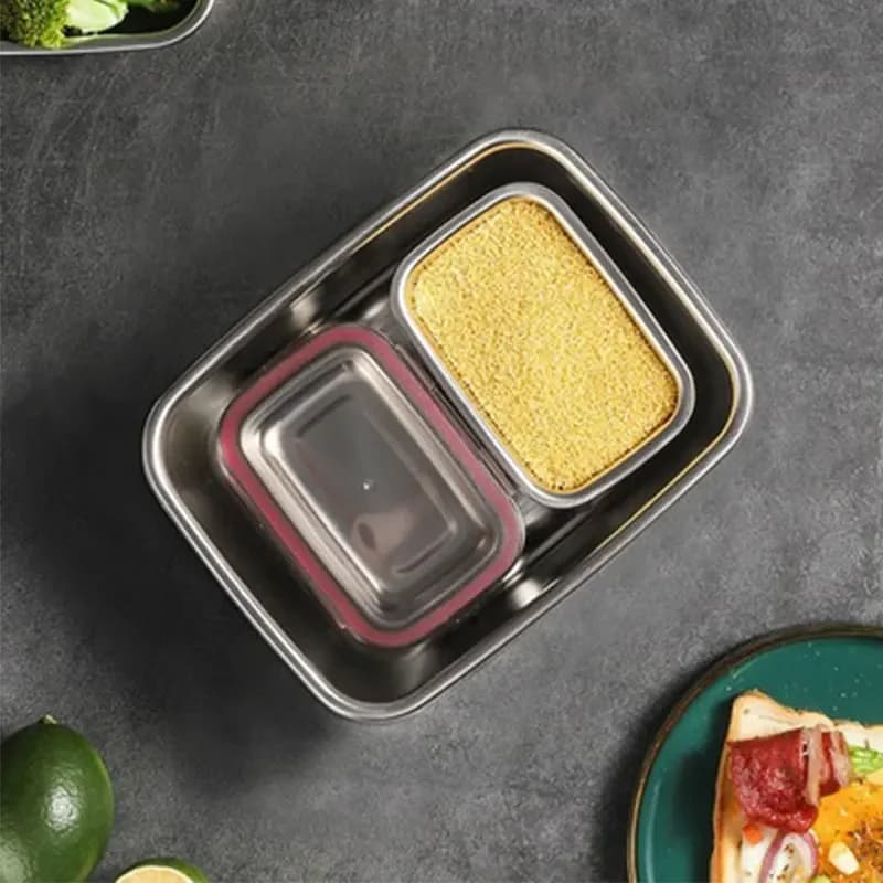 Scatola da picnic a prova di perdite in acciaio inossidabile 304 con coperchio Contenitori per alimenti Bento Box per alimenti portatili per bambini