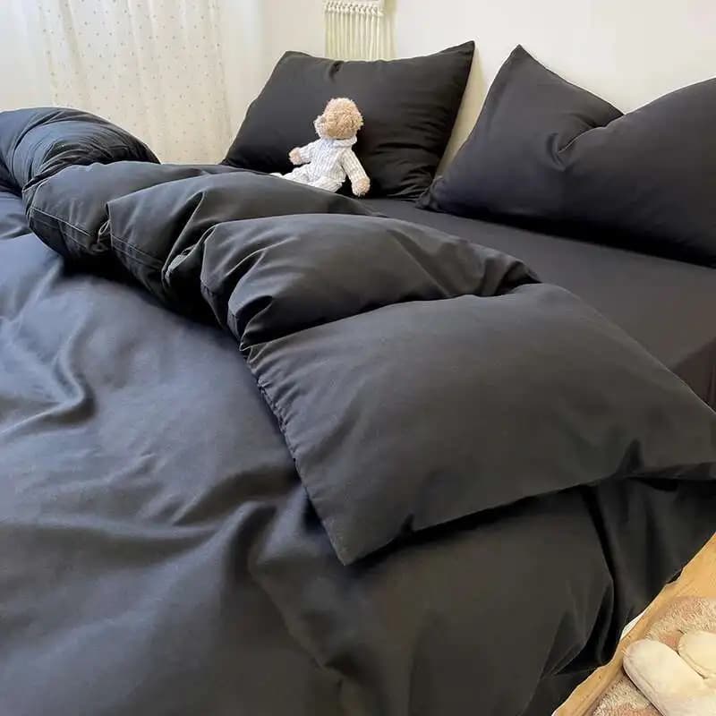 ​​1PC Black Duvet Cover - 220x240cm Plain Quilt Cover For Queen/Double Bed, Housse De Couette (No Pillowcase Included)​