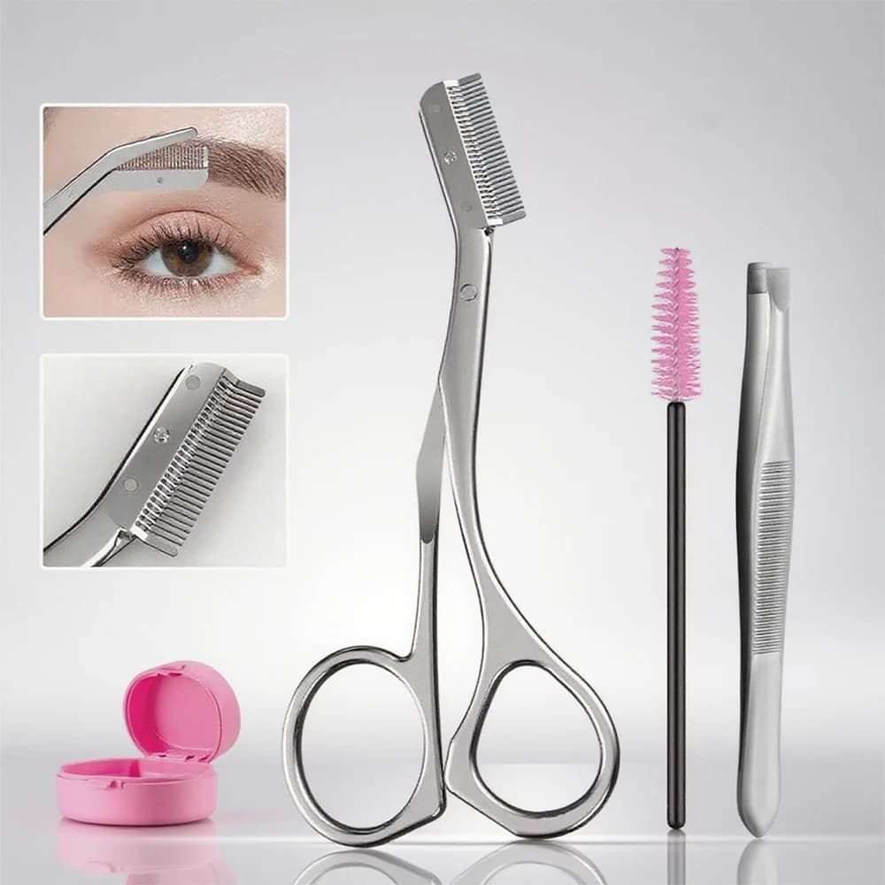 1 set of eyebrow grooming tools, eyebrow grooming scissors with comb, gift for both men and women, facial razor, makeup tools