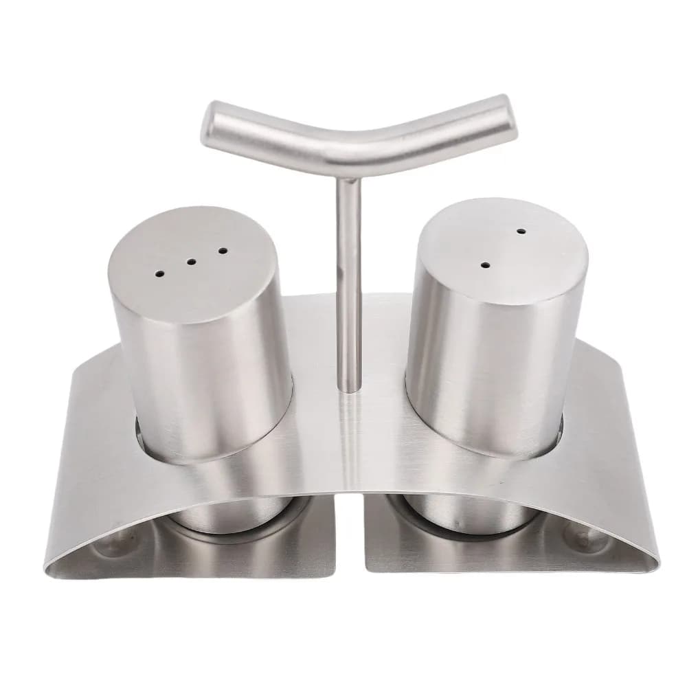 304 Stainless Steel Seasoning Jars Silver Sturdy Construction Spice Shaker Set with Rack Practical Condiment Bottle