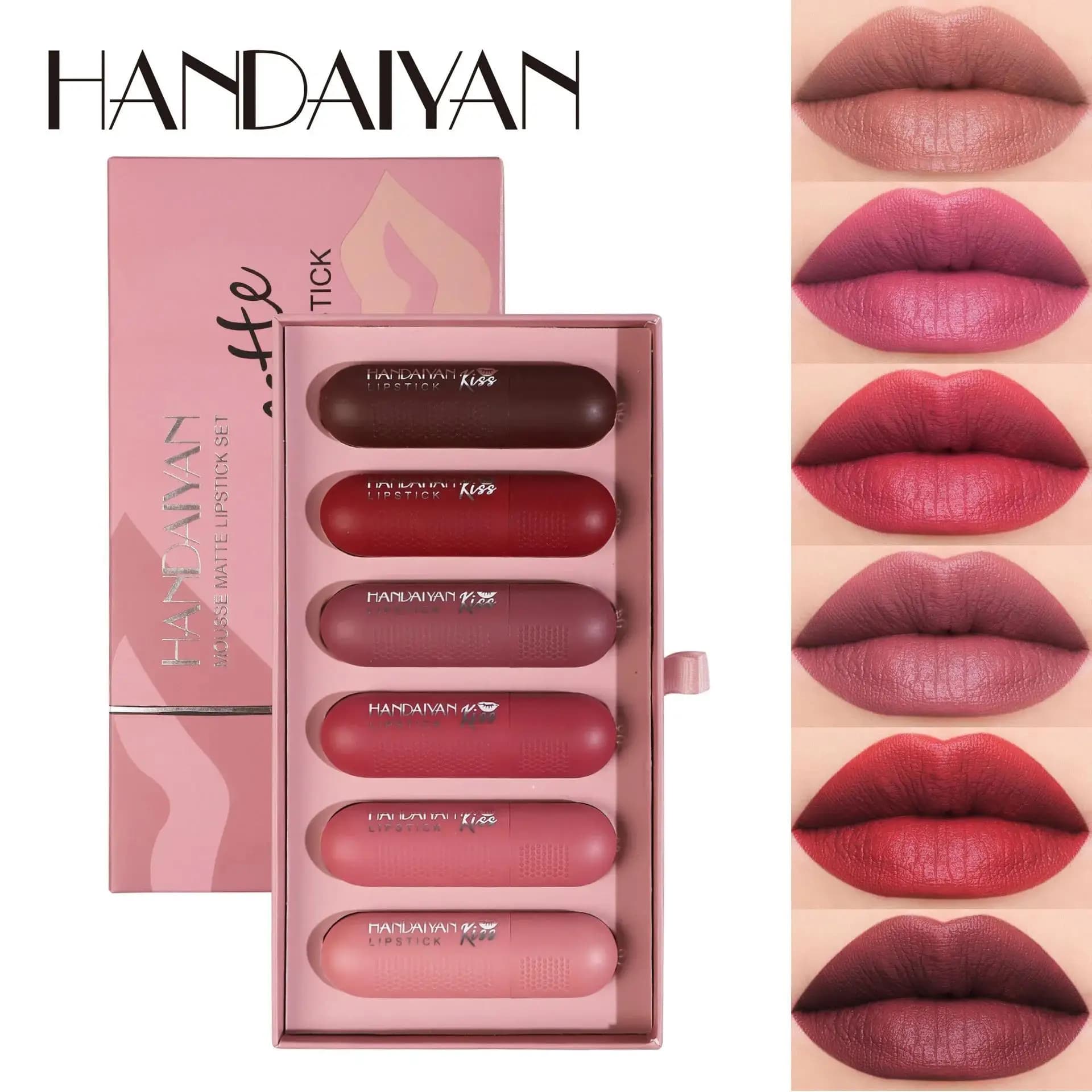 Set di rossetti opachi Confezione regalo da donna per trucco labbra non essiccante a lunga durata con texture in velluto a 6 colori