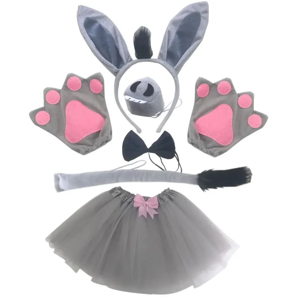 Costume di Halloween Tutu di animali Orecchie Fascia per capelli Coda Kit costume per giovani adulti Halloween Cosplay
