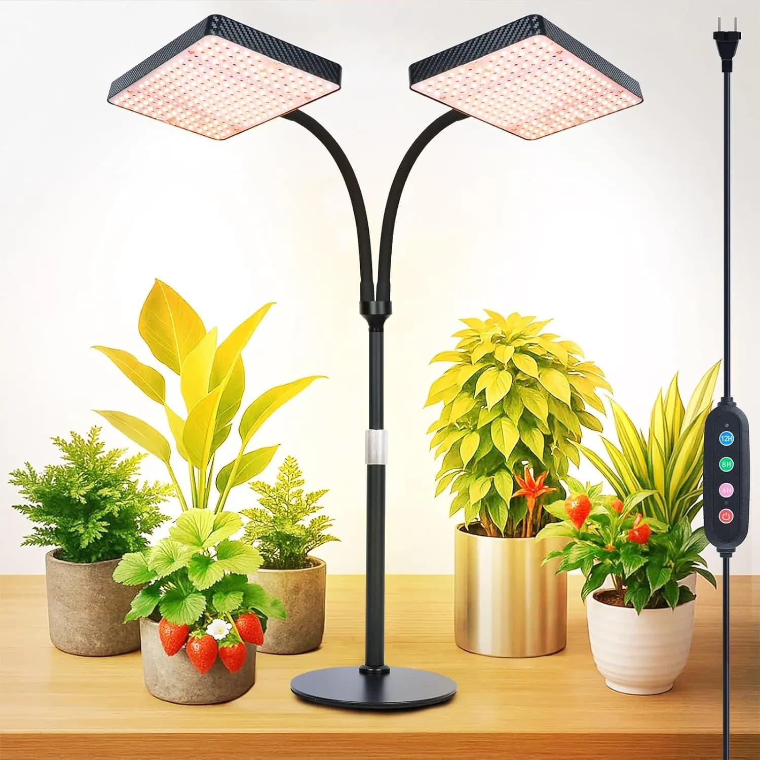 50 W adjustable desk lamp with timer, complete spectrum indoor plant lamp for bonsai and seedlings