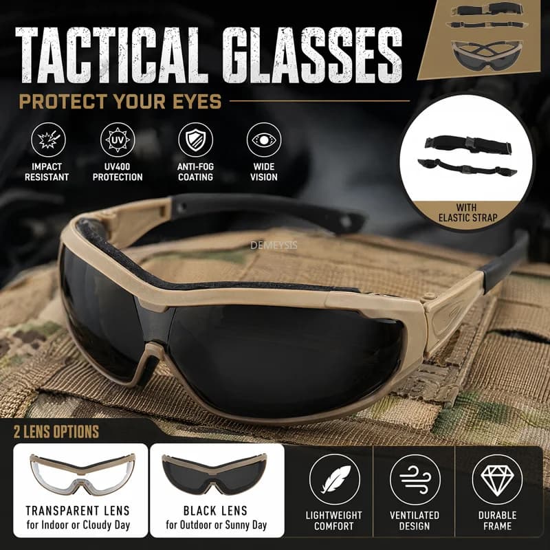 Airsoft Glasses Sports Sunglasses UV Protection Hiking Motorcycle Riding Eyewear Tactical Shooting Hunting Protection Goggles