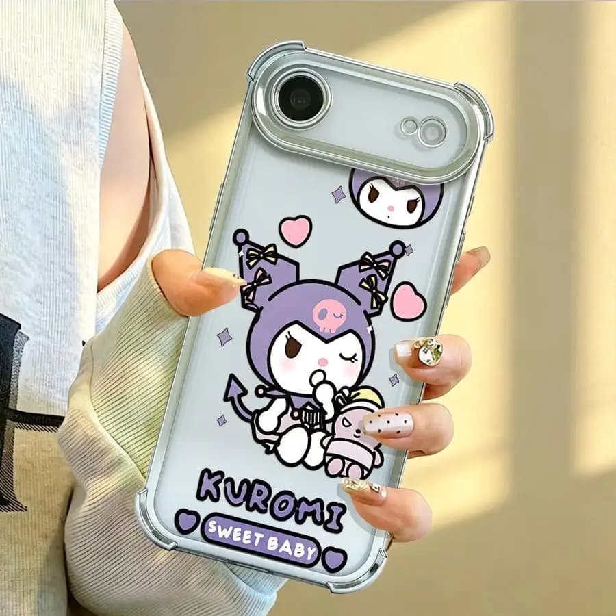 Sanrio Cute Kuromi Case for iPhone 17 Pro Max 14 Pro Air 16e 13 11 15 12 16 Plus Soft Phone Cover
