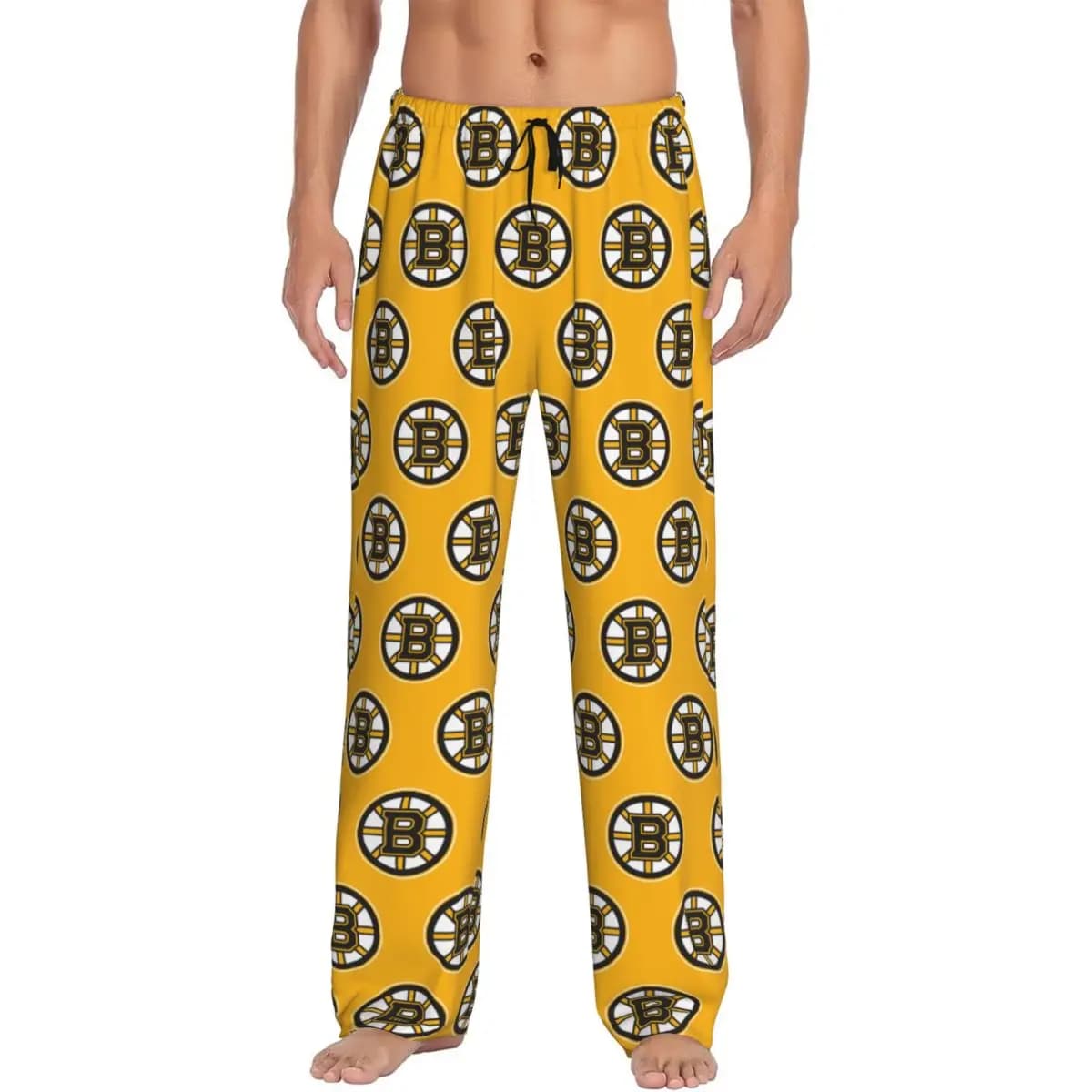 Custom Firefighter Boston Fire Bruins Style Pajama Pants Men Sleepwear Sleep Lounge Bottoms with Pockets