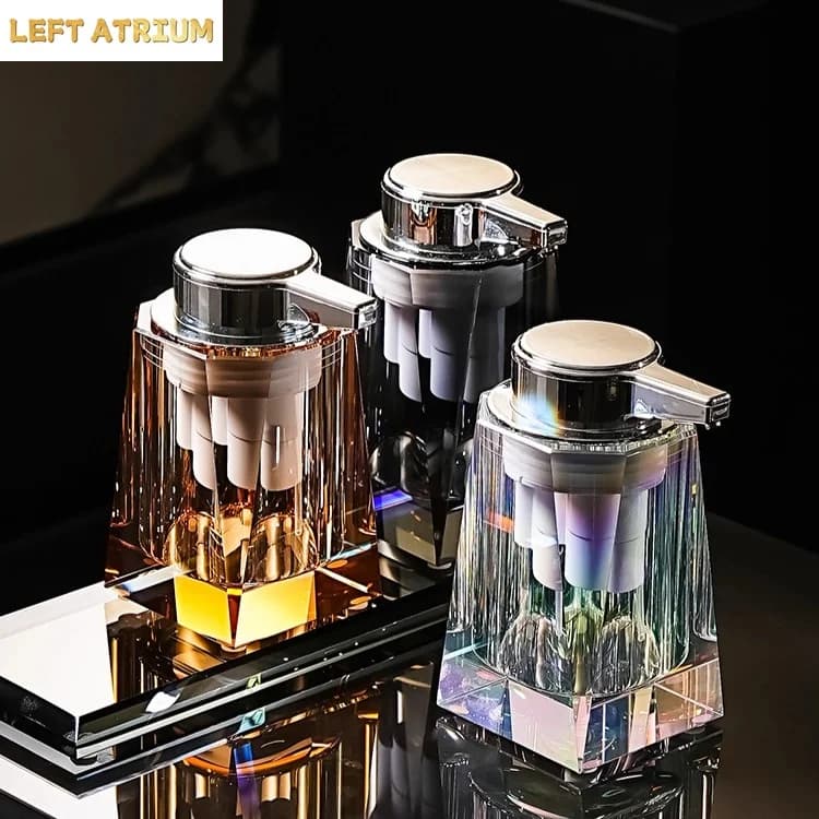 Luxury Automatic Sensor Soap Dispenser Bottle Crystal Glass Lotion Bottle Foaming Mousse Refillable Bottle Bathroom Accessories