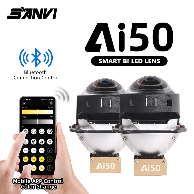 Sanvi Ai50 Bi LED Proiettore Obiettivo App Controllo Bluetooth per Hella Luci LED 3000K 4300K 6000K LED Faro Auto Accessori Auto