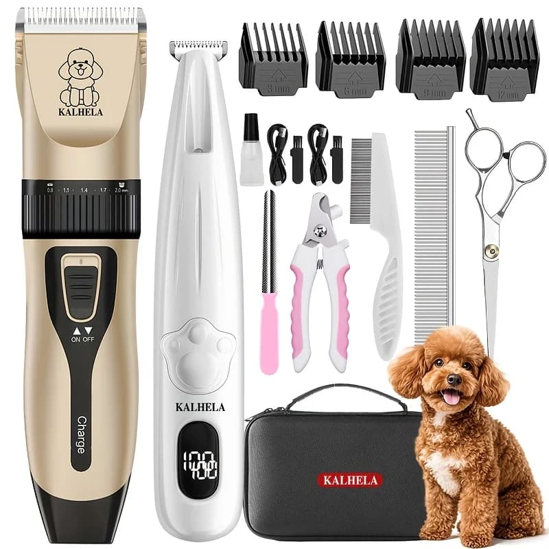Dog hair clip set, basic pet hair trimmer, dog paw trimmer, pet electric shaver set, cat and dog pet foot hair tool, for pet stores, household pet electric shaver, comb, nail clipper, scissors tool set