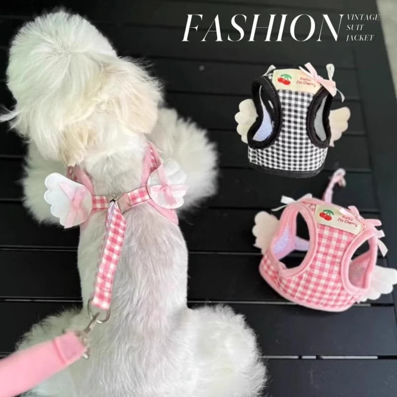 Pettorina Traspirante con Motivo Fragola per Gatti e Cani, Set Guinzaglio e Pettorina Anti-Fuga per Gattini, Cuccioli e Chihuahua, Gilet Pettorale Carino
