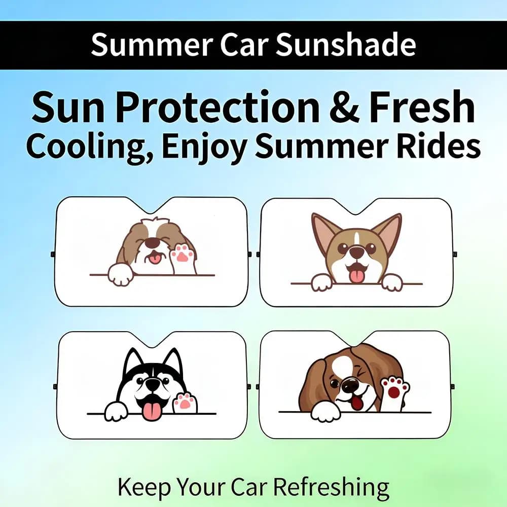Parasole Retrattile per Auto con Simpatico Cane che Agita la Zampa, Protezione UV per Parabrezza