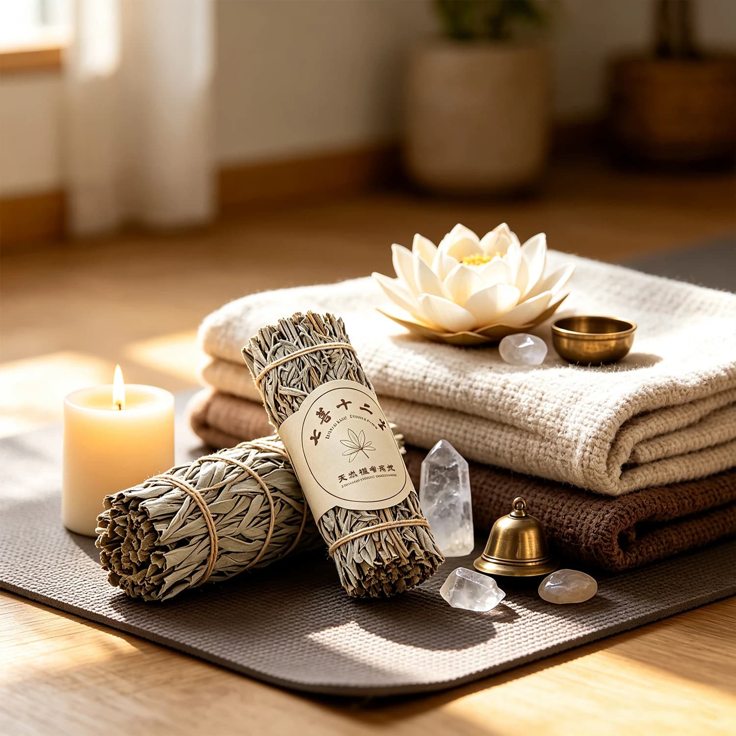 Handmade Natural White Sage Bundles Smudge Sticks Dried Sage Herb for Space Purification Yoga Meditation Home Fragrance Spiritua