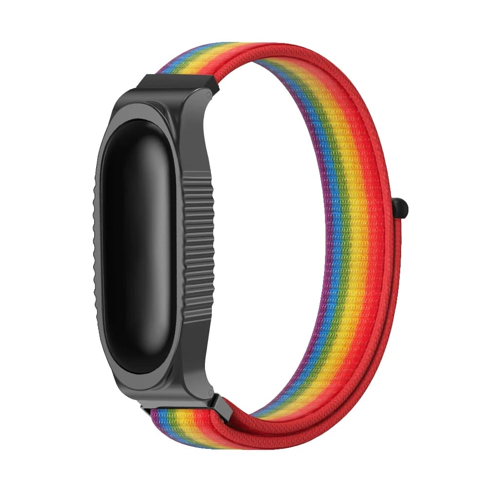 Cinturino in Velcro + Custodia per Xiaomi Mi Band 9 8 7 6 5 4 3, in Nylon a Sgancio Rapido, Resistente, Regolabile, per Sport e Smart Band