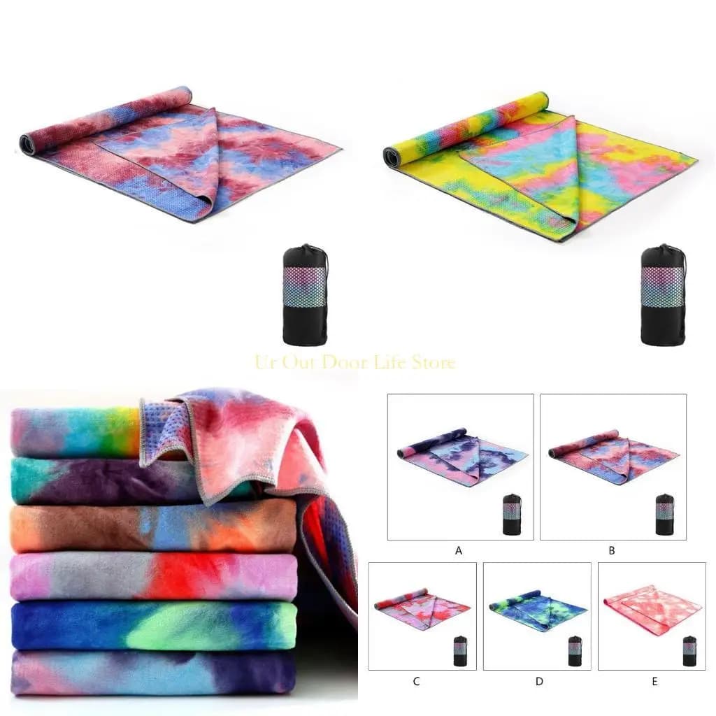 77UF Colorato Stampa Tie-Dye Asciugamano Yoga Microfibra Sudore Assorbente Antiscivolo Allenamento Fitness Mat Pilates Coperta
