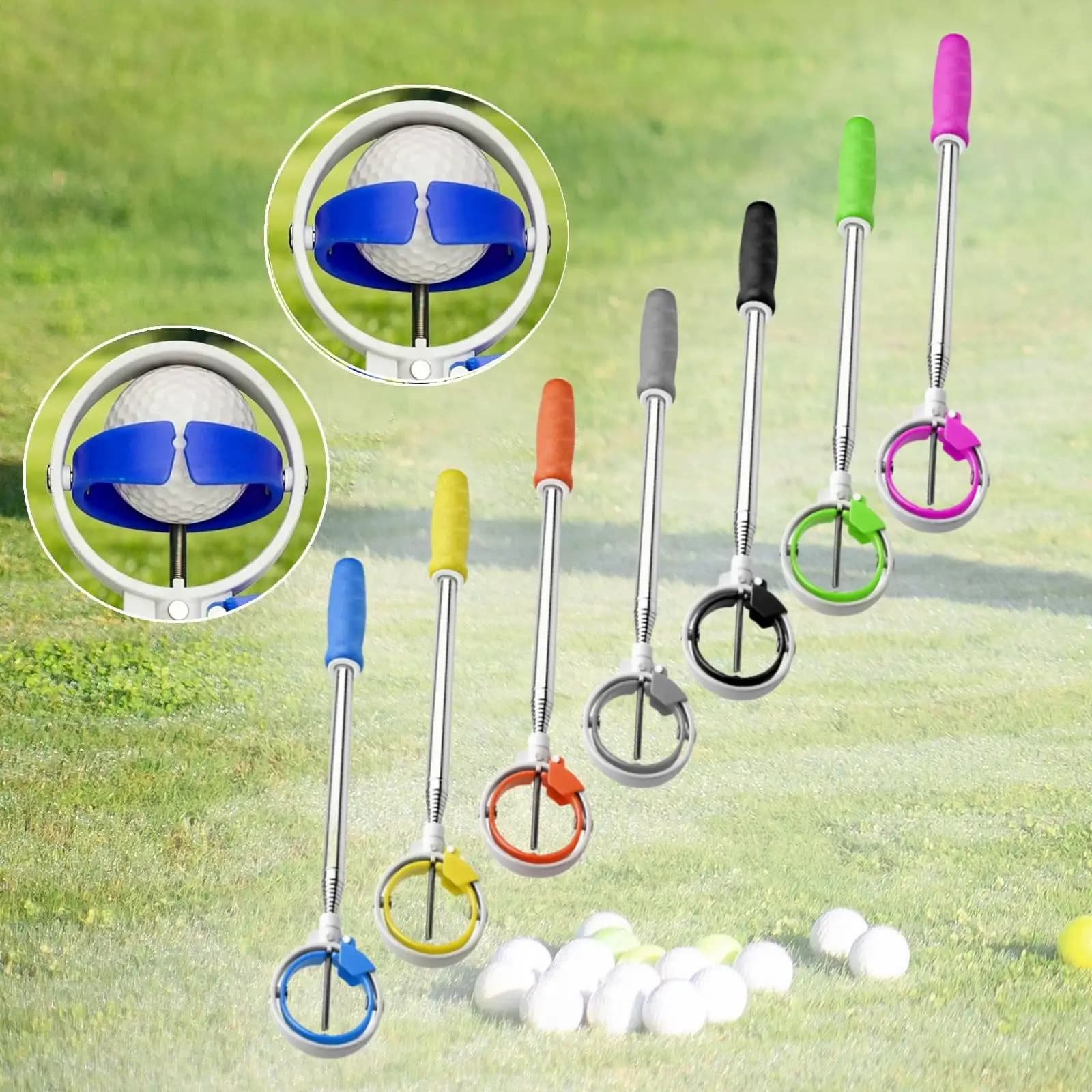 Golf Ball Retriever Tool Portable Scoop High Visibility Head Reinforced Structure for Golfers Training Equipment Range Use