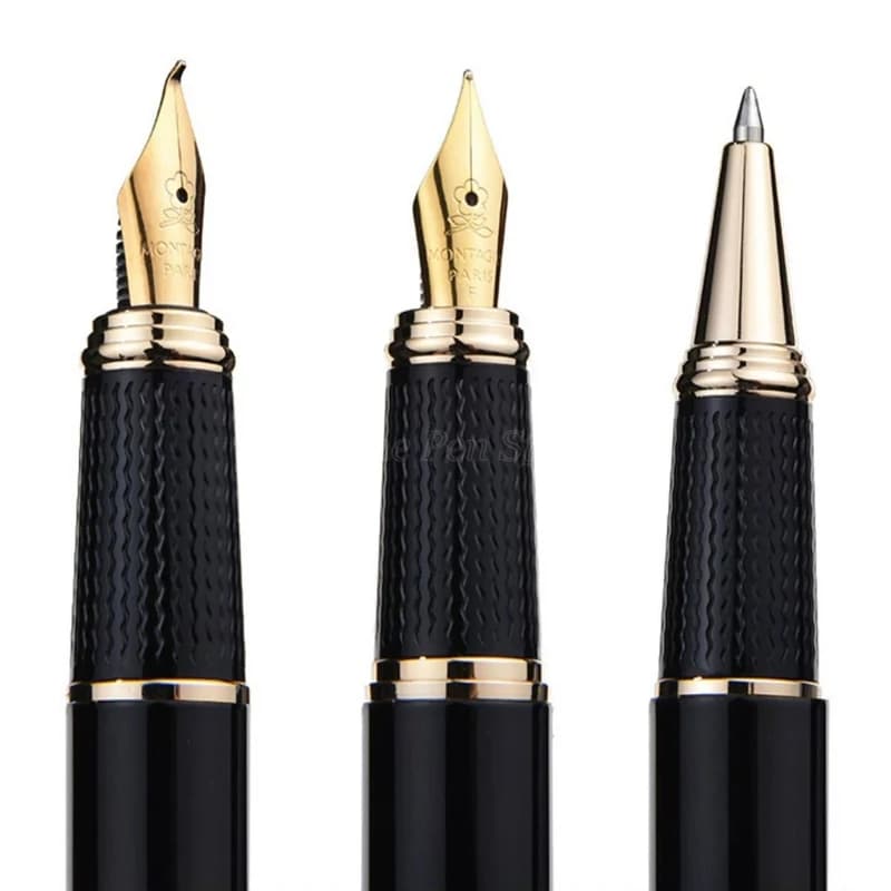Montagut 2000 Fountain Pen Set With Bent Nib Calligraphy Rollerball Pen Refill Three-head F&M Nib Bottled Ink Gift Pen Set