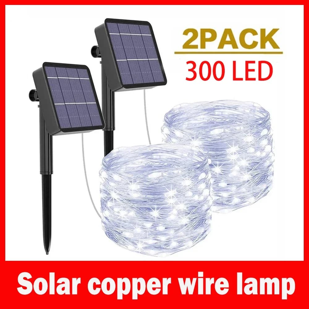 Lampada a festone per esterni a luce solare a LED lampada da giardino con luce fiabesca 1 ~ 2 pezzi impermeabile ghirlanda di natale decorazione da giardino 12m/22m/32m