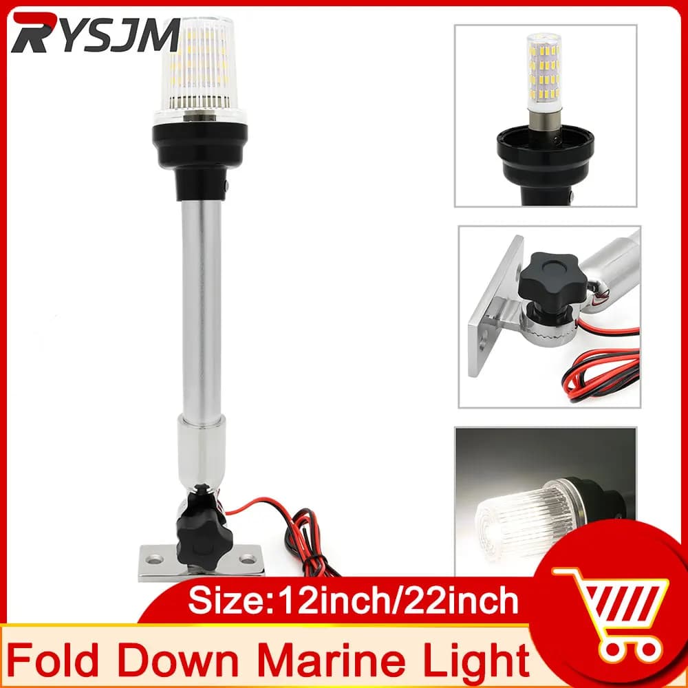 Luce di ancoraggio di navigazione pieghevole da 12/22 pollici luce di navigazione 12V luce a LED per barca impermeabile per luce di segnalazione a vela marina per Yacht