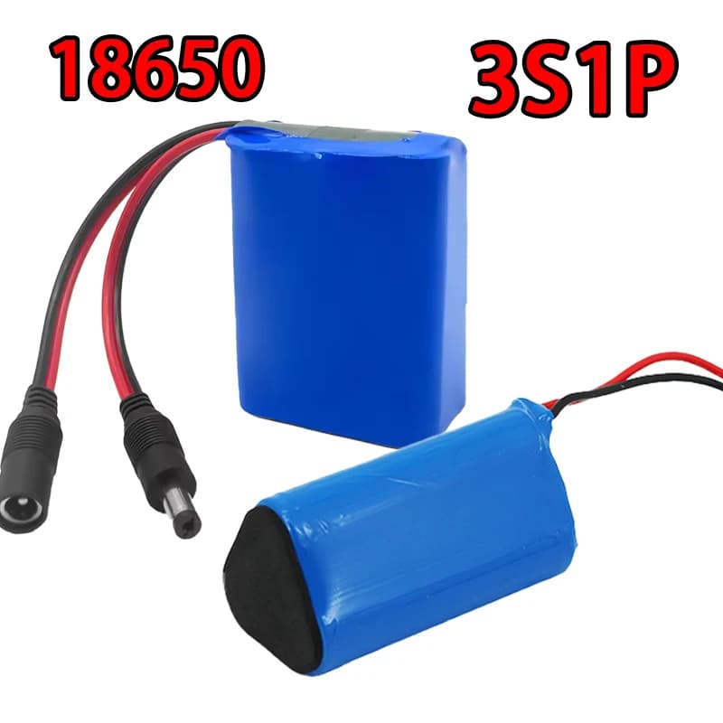 11.1V 18650 3S1P Rechargeable Lithium Battery Pack for CCTV Camera Backup Power Supply Ups Sweeper LED Light+12.6V Charger