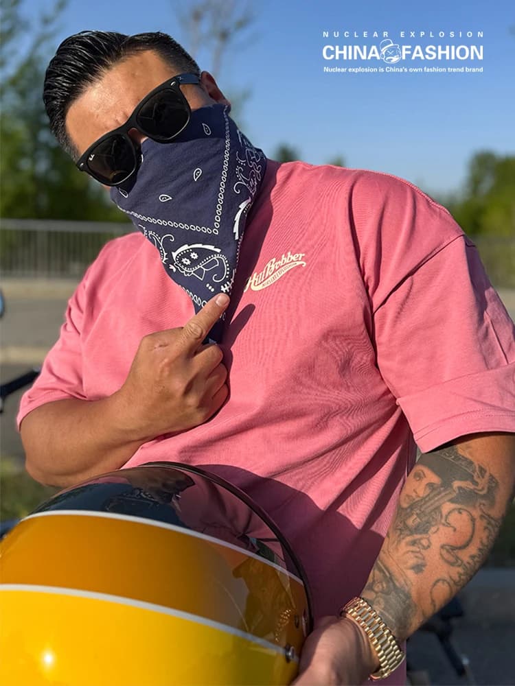 Nuclear Explosion Pink Low Rider West Coast Chicano 260g Pure Cotton Cool Feeling Large Size Short Sleeve Men's T-shirt