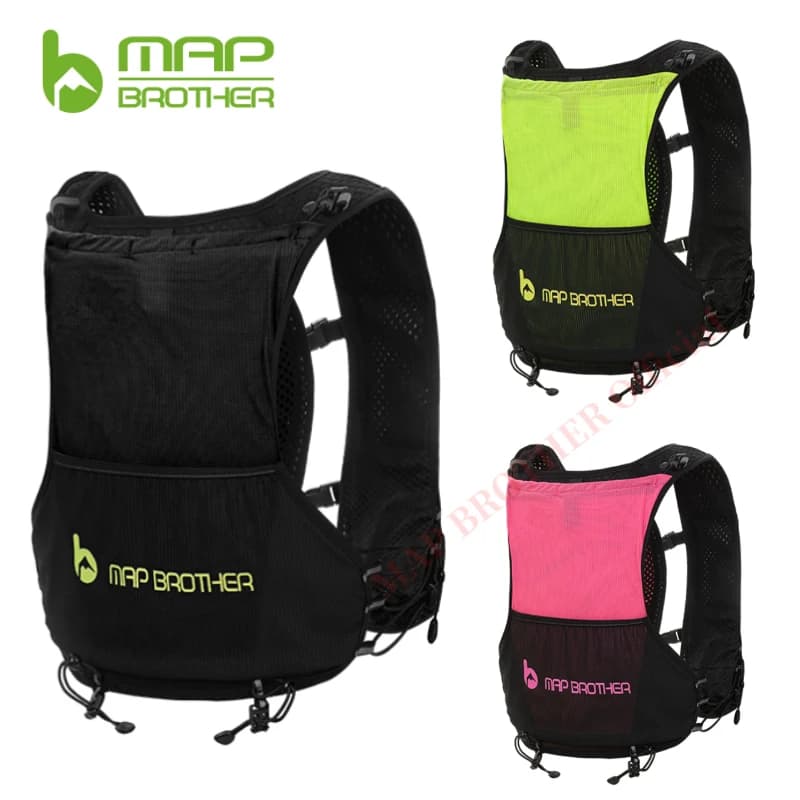 MAP BROTHER 500ML/2L Gilet da Corsa Leggero con Zaino Idratazione in Nylon, Borsa per Ciclismo, Maratona, Escursionismo Ultraleggero Portatile 5L