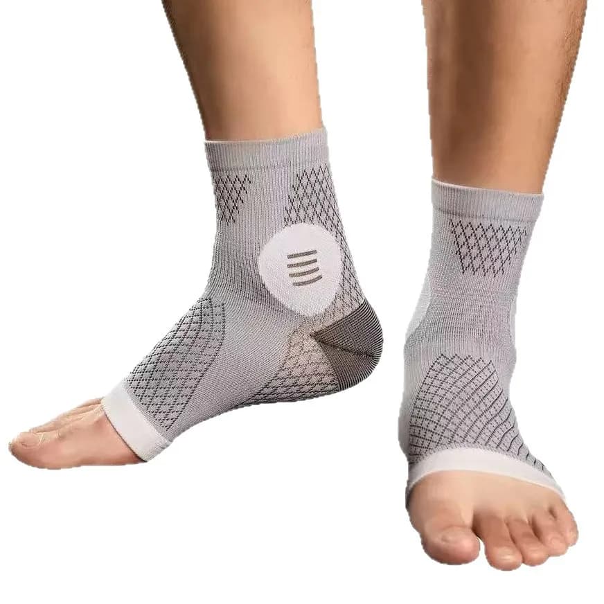1 paio di calze a compressione per caviglia, calze a compressione per piedi con supporto per arco plantare e caviglia, calze per neuropatia con design a punta aperta