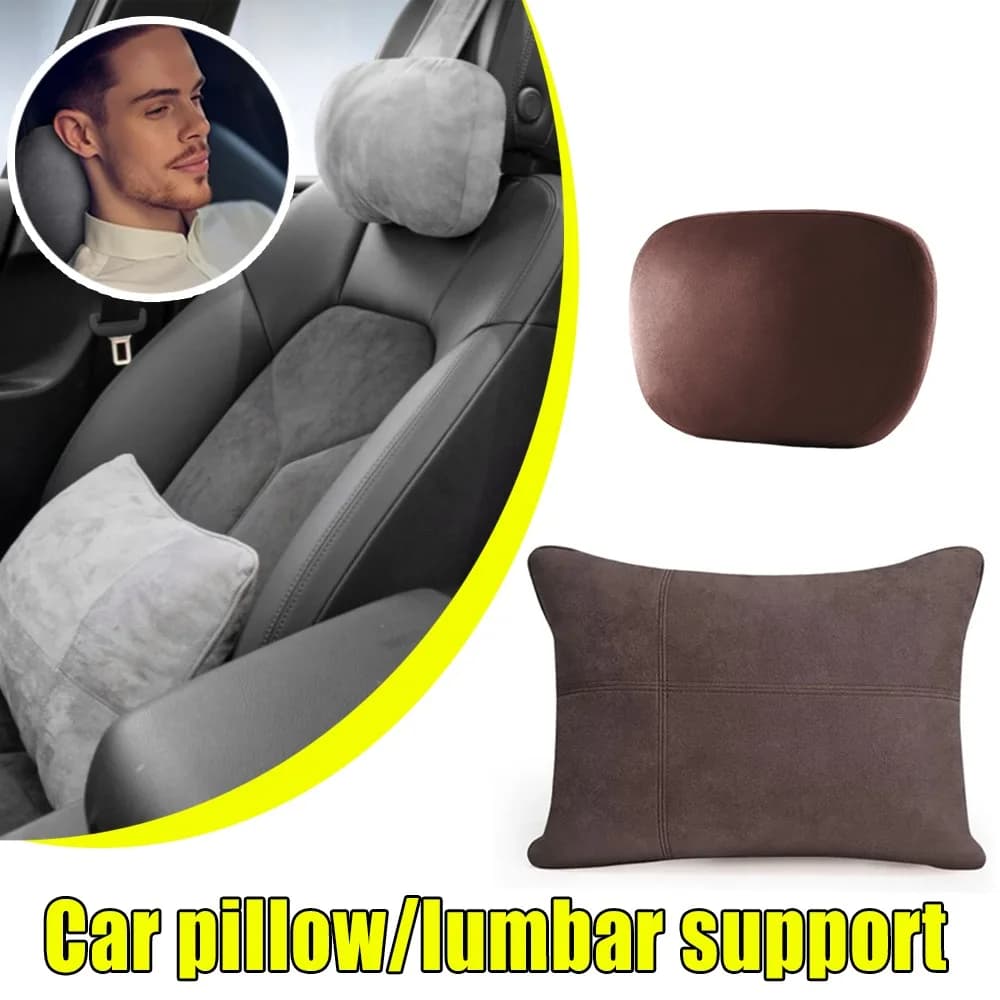 Cuscino lombare per auto Supporto per la vita Collo Tessuto scamosciato per tutte le stagioni per Mercedes S Maybach Cuscino Riduzione dell'affaticamento a lunga distanza