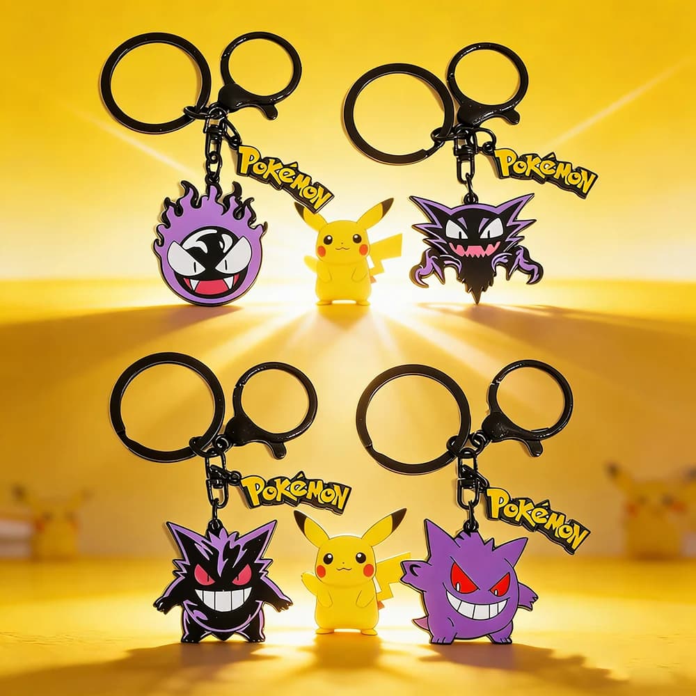 Pokemon Gengar Keyring, Nice Ornament Cartoon Kawaii, Decoration for School Backpack, Key Ring, Gift for Festival