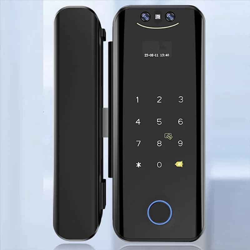 【Acquista tutto!】Serrature intelligenti Tuya 3D con WIFI per porta in vetro-fotocamera Impronte digitali Riconoscere il volto Scheda Password Chiave biometrica App Unlo