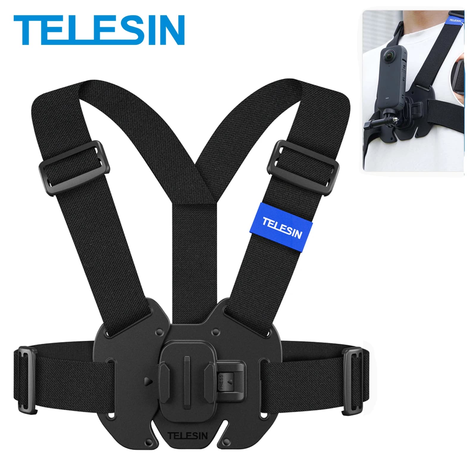 TELESIN Supporto per cintura per gilet con fascia toracica per GoPro Hero 13 12 11 10 9 8 7 6 5 Insta360 DJI Action Camera Accessori