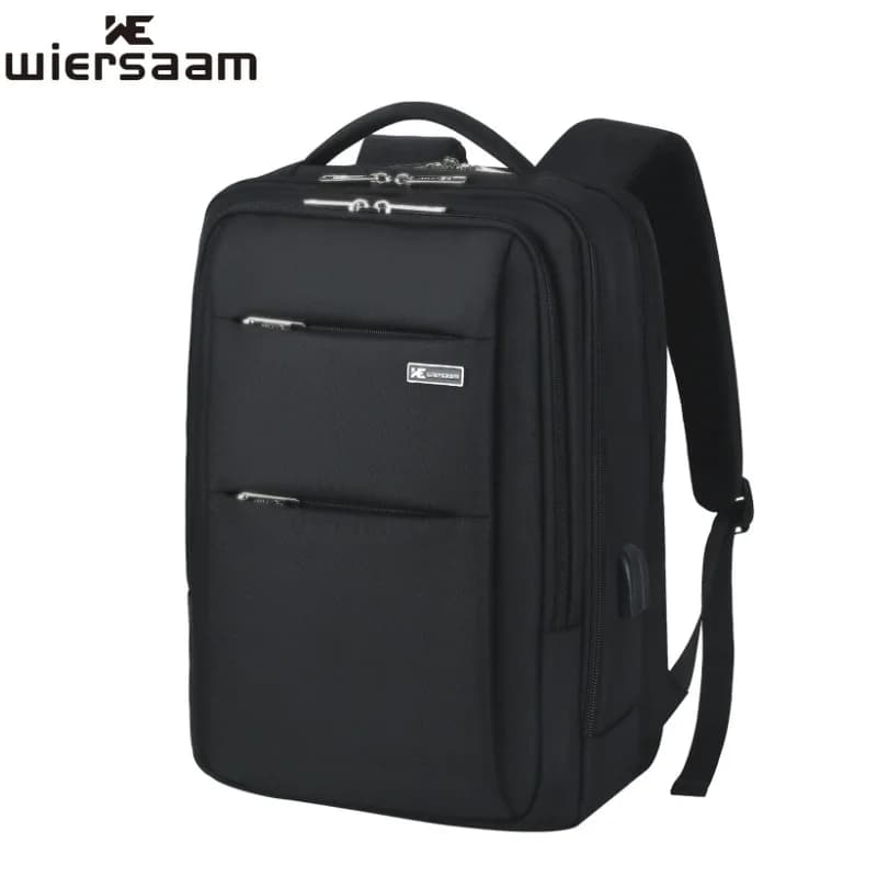 WIERSOON Black Backpack 40L Expandable Men for 15.6 Inch Laptop Backpacks Male Large Capacity Mal
